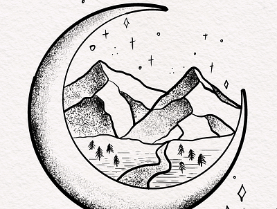 Dream Over the Moon design illustration