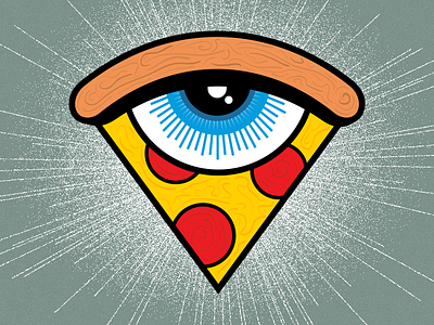 Optical Pizza eye logo pepperoni pizza