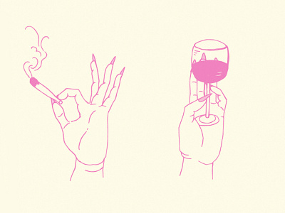 Vices hands illustration instructional mudra wine