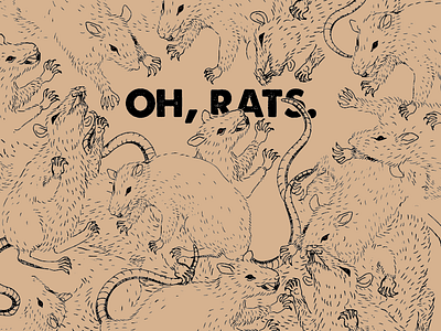Oh, rats. illustration line drawing rats