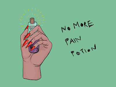 No More Pain Potion digital illustration hands illustration magick potion