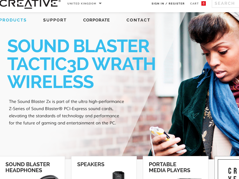 Creative Home Page sign in web design blue creative product splash page home grid cart search