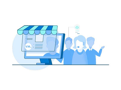 NYU IT Vendor Management Art blue illustration illustrator imac mac sales software stipple telemarketer vendor