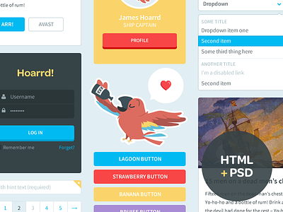 Free HTML + PSD UI Kit bootstrap clean colorful flat free html kit login playful psd simple ui