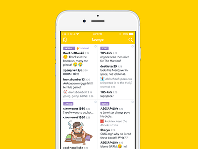 Chatroom App app chat clean cute emoji emoticon fun illustration mobile purple white yellow
