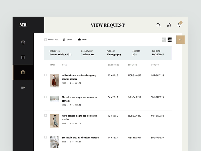 Museum/Gallery Catalog Prototype catalog clean dashboard fashion gallery museum photography simple ui