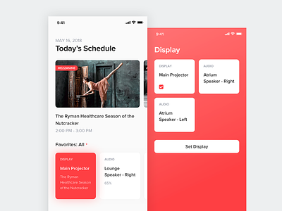 Today's Schedule app clean interface minimalism mobile red schedule smart home ui white