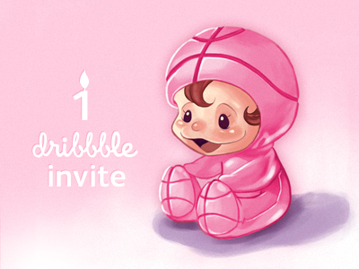 A Hobbit's First Dribbble Invite Giveaway baby cute draft dribbble free giveaway illustration invitation invite pink prospect