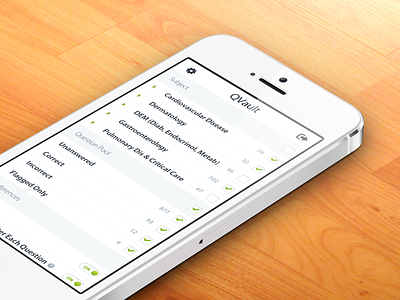 Knowmedge Mobile check checkbox clean green ios iphone knowmedge list mobile ui white