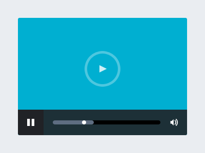 Flat Video Player blue clean flat grey interface minimalist simple ui widget