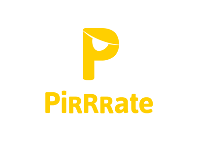 Pirrrate branding clean flat logo pirate pirrrate simple white yellow