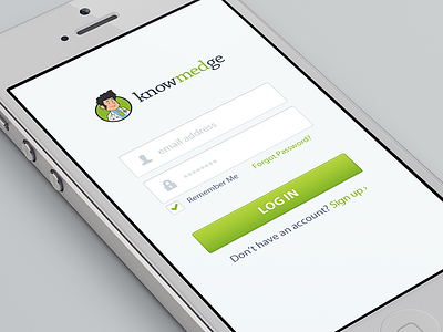 Knowmedge Mobile Login clean green interface ios iphone knowmedge login mobile simple ui white