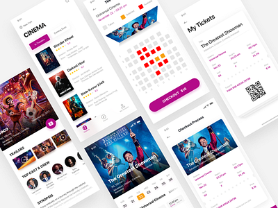 Cinema app cinema gif interface kit movie ticket ue ui ux