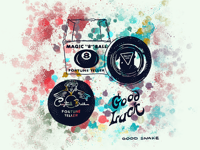 Good Luck 8ball branding crystal ball flash fortune fortune teller good luck grunge illustration lettering luck magician novelty psychedelic psychic retro superstition tattoo toys tye dye