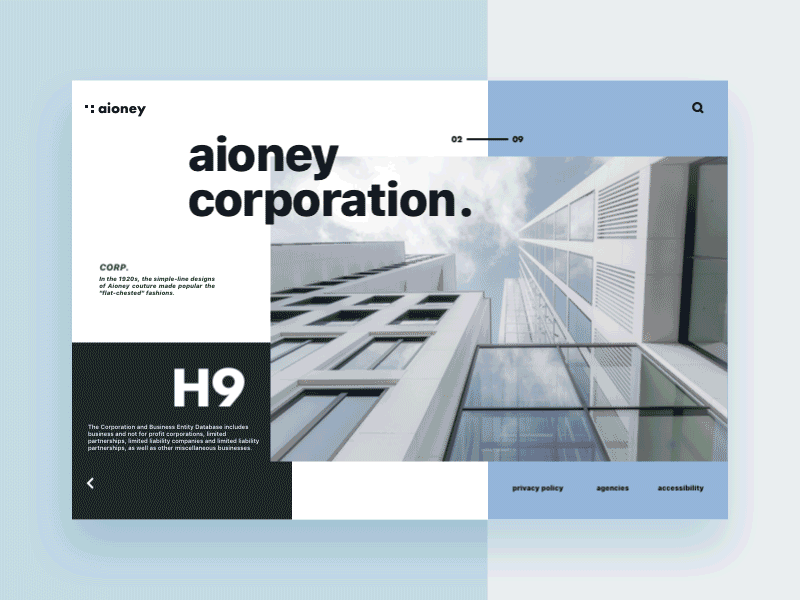 Mondrianism trend for aioney corporation mondrianism ui design ui trend web design website