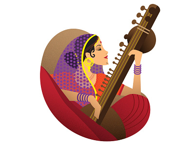 Indian Classical Music character classic folk graphic design icon icon design illustration indian music sitar vector visual design