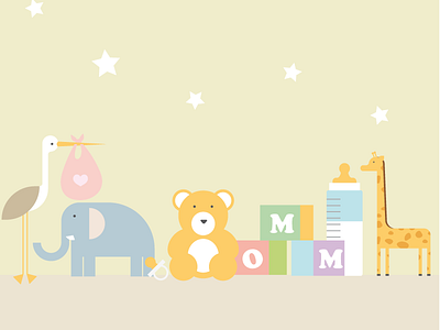 Baby Room baby bottle elephant giraffe given2 illustratio mom pacifier stork teddy bear vector