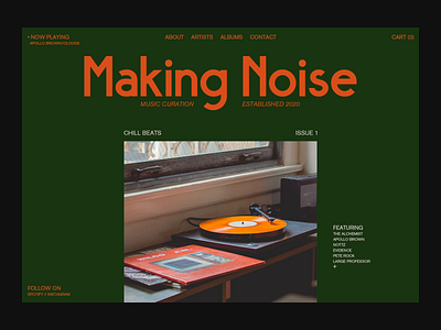 Making Noise branding editorial layout playlist type typography ui webdesign