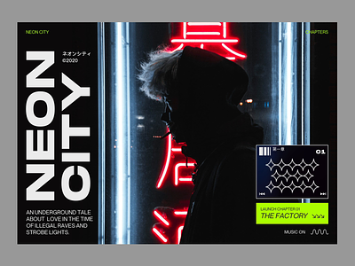Neon City branding brutalist design extended music photography rave techno typography webdesign website