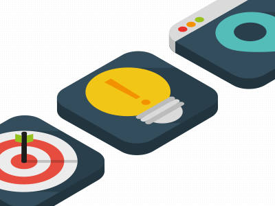 [GIF] fat flat icons animated browser bulb fat flat gif icons isometric long shadow perspective pin target