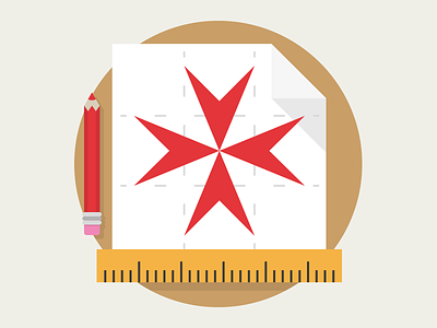 Maltese Cross construction icon logo malta malterse cross pencil ruler vector