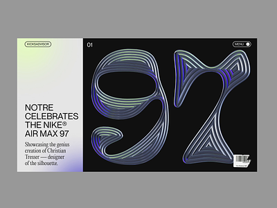 AIR MAX® 97 3d 97 adobe dimension chrome chrome type chrometype editorial gradient minimal nike nike air max sneakers typography web design webdesign website