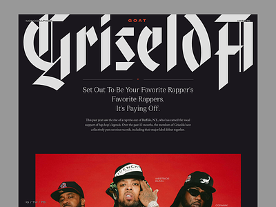 G.O.A.T 🐐 editorial griselda griselda records hip hop music rap typography web design webdesign website