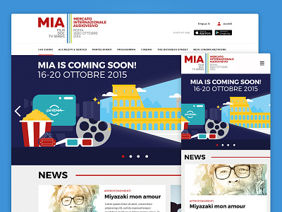 MIA homepage cinema illustration responsive roma webdesign website