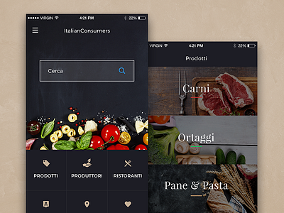 Italian Consumers app food ios iphone italy mockup screen ui ux