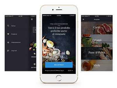 Italian Consumers app food ios iphone italy mockup screen ui ux