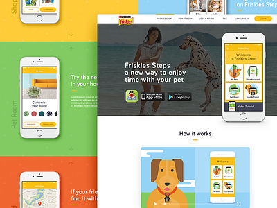 Friskies Steps landing page app cat dog illustration pet qr code vector webdesign