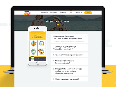 Friskies Steps - FAQ android app ios iphone landing page mockup webdesign website