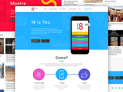 18 is You website app colorful landing page line icons mockup teen webdesign