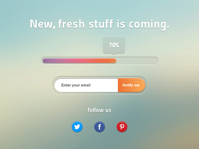 Coming Soon email facebook fresh new notify pinterest progress bar progress bar new social submit twitter
