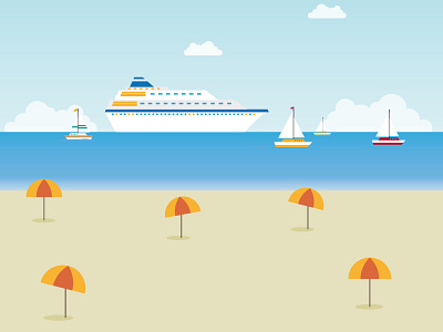 holiday at the seaside beach boat illustration ship vector