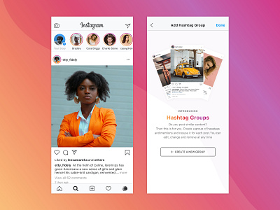 Creating ‘Group Hashtags and Mentions’ in Instagram — Concept design designthinking instagram interaction design product design ui ux