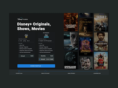 Disney+ Hotstar Subscription Page Concept design interaction design productdesign typography ui ux