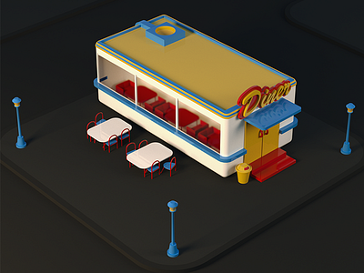 Restaurant 3d 3d animation 3d illustration cinema4d corona illustration lowpoly maya octane