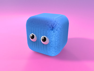 box monster blue box c4d cute eyes monster