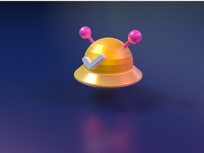UFO 3D icon brand c4d icon pink space star ufo ui universe yellow 打勾 设计