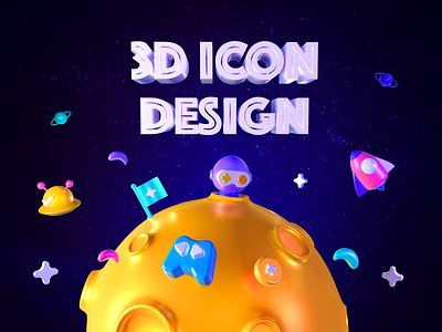 3D Universe 3d branding c4d flag font game icon illustration logo planet rocket star ufo ui universe yellow 品牌 设计