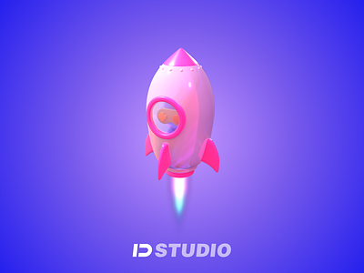 the new 3D-Rocket-icon 3d c4d icon illustration new pink rocket sky universe 设计