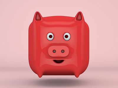 Red Pig，The Year of the Pig 2019 3d c4d china cute design logo new year pig red 品牌 设计