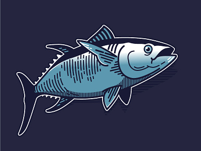 Tuna : Out of Context bold character fish lines screen print simple