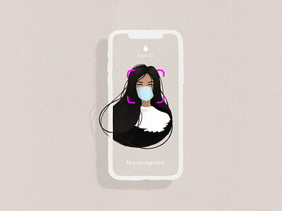 Face ID / Mask ID app app ui apple avekarma covid19 design face faceid girl illustration iphone mask quarantine ui woman