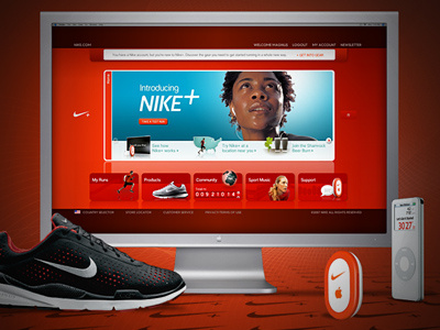 Nike Plus ipod nike nike plus red sport ui user interface ux website