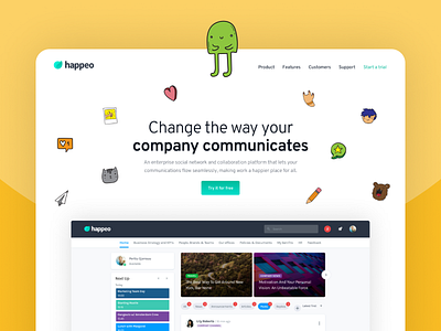 Happeo Landing Page Redesign Concept clean concept illustration landing page minimal ui ui design ux web web design