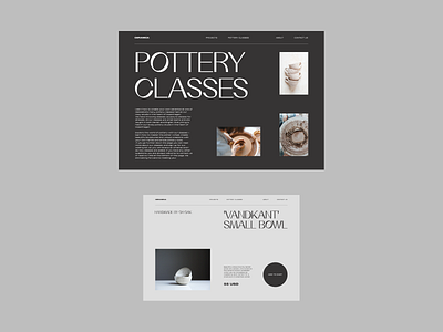 Ceramics & Pottery – Classes and Product pages aesthetic ceramics clean concept design elegant minimal moody pottery typography ui ui design ux visual design web design