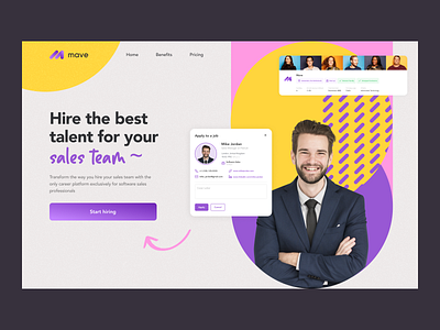 Mave Landing Page clean hiring landing landing page platform product sales ui design ux design vibrant visual design web web design website website design