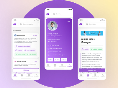 mave mobile app app hiring interface job mobile mobile app product product design prototypre purple sales tool ui design ux design